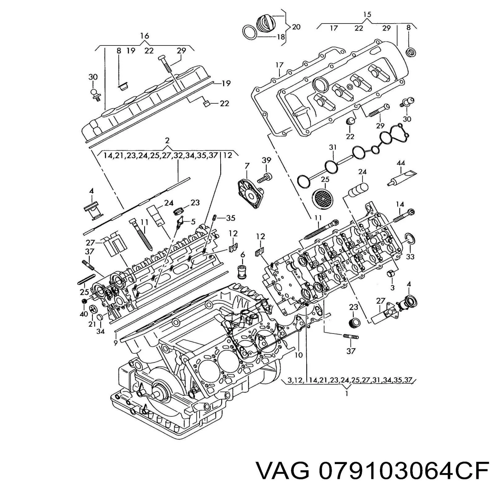 079103064CF VAG Cabeça de motor (CBC)
