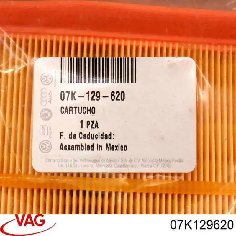 Filtro de ar VAG 07K129620