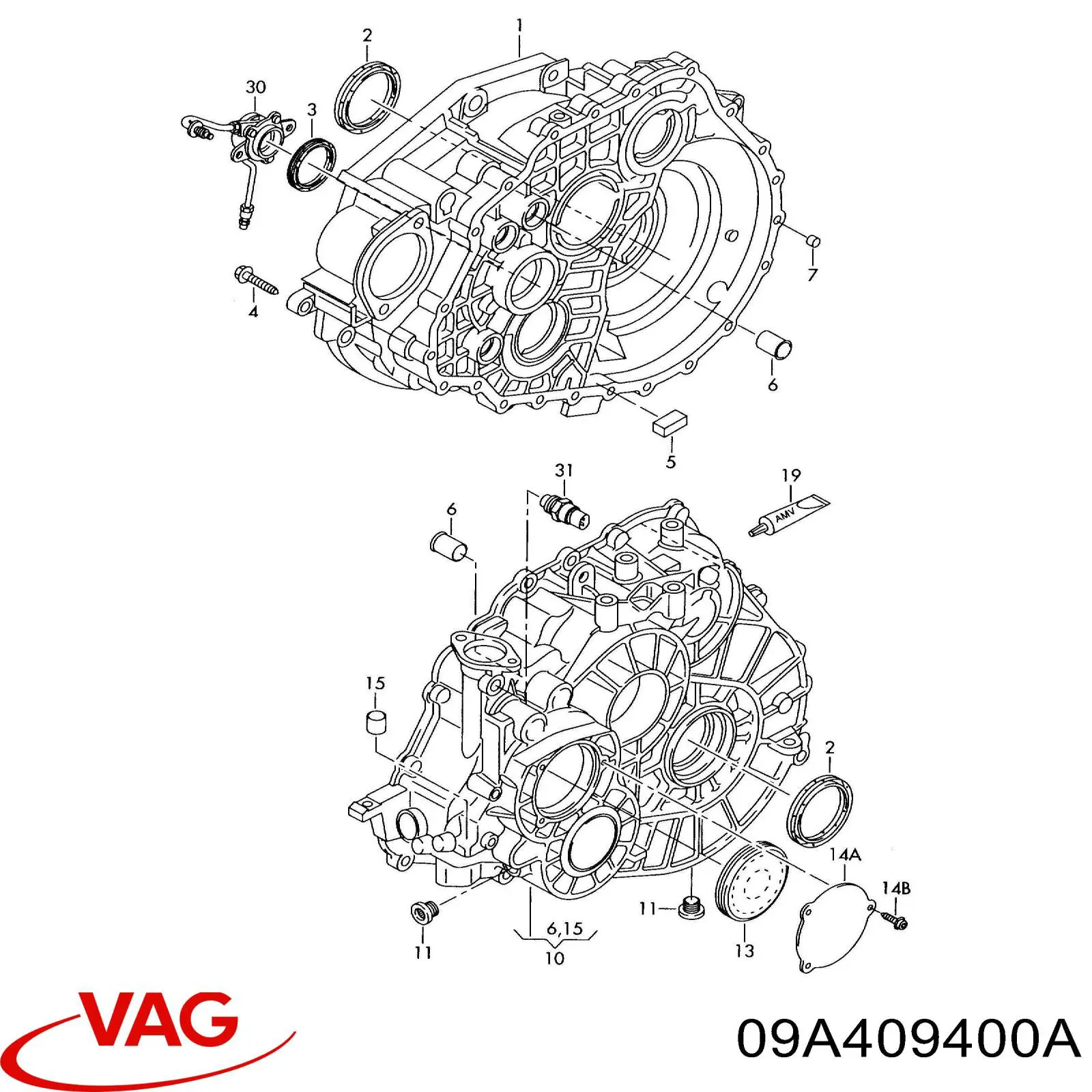 09A409400A VAG Bucim de saída dianteira da caixa de transferência