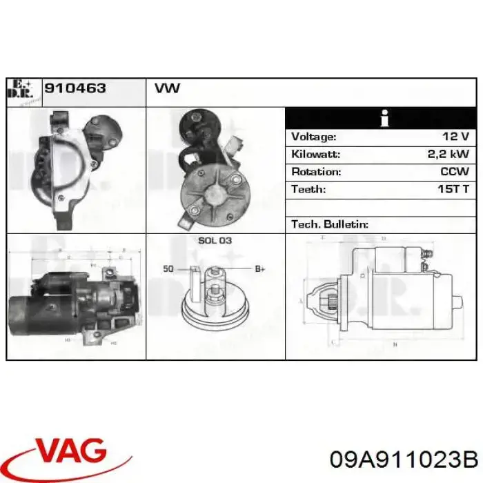 09A911023B VAG Motor de arranco