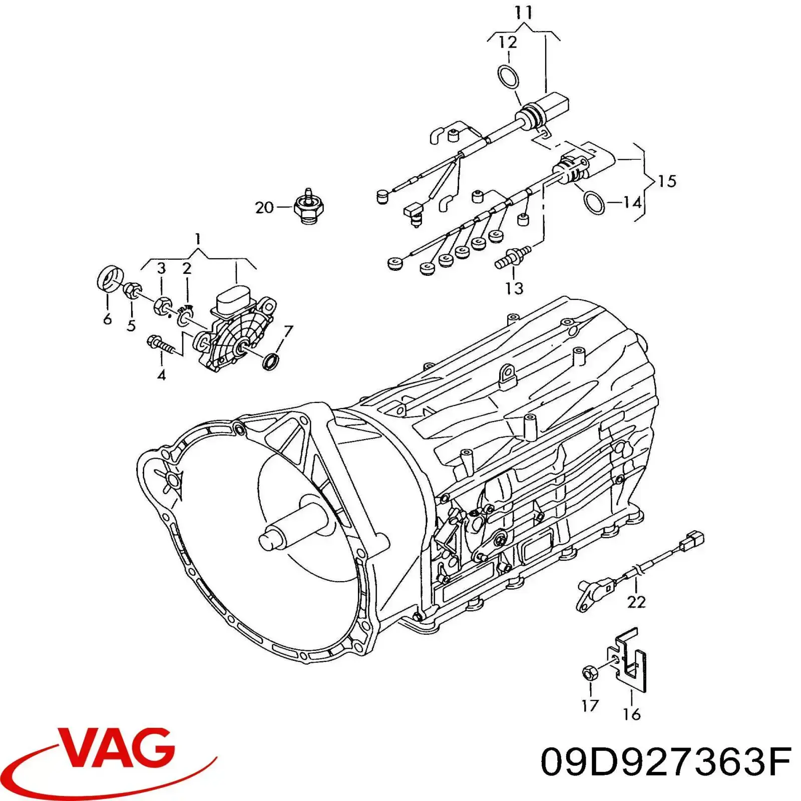 09D927363F VAG Fios isolados da Caixa Automática de Mudança
