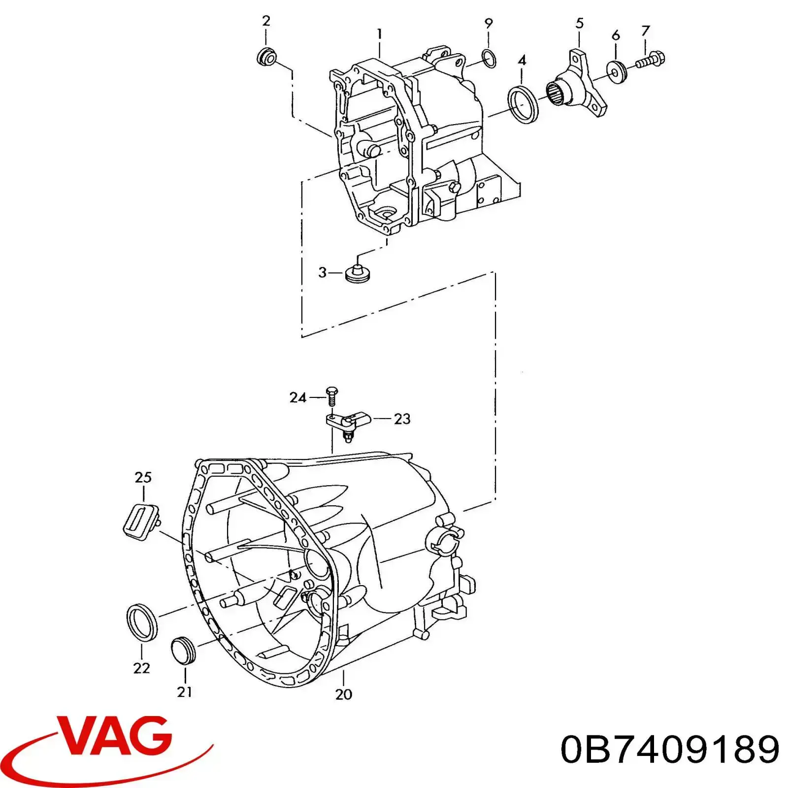 0B7409189 VAG Bucim da Caixa Automática de Mudança (de árvore de saída/secundária)