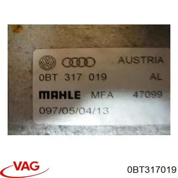 0BT317019 VAG Radiador de esfriamento, Caixa Automática de Mudança