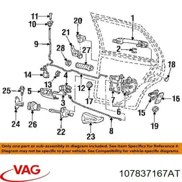 107837167AT VAG Trinco de fecho da porta dianteira esquerda