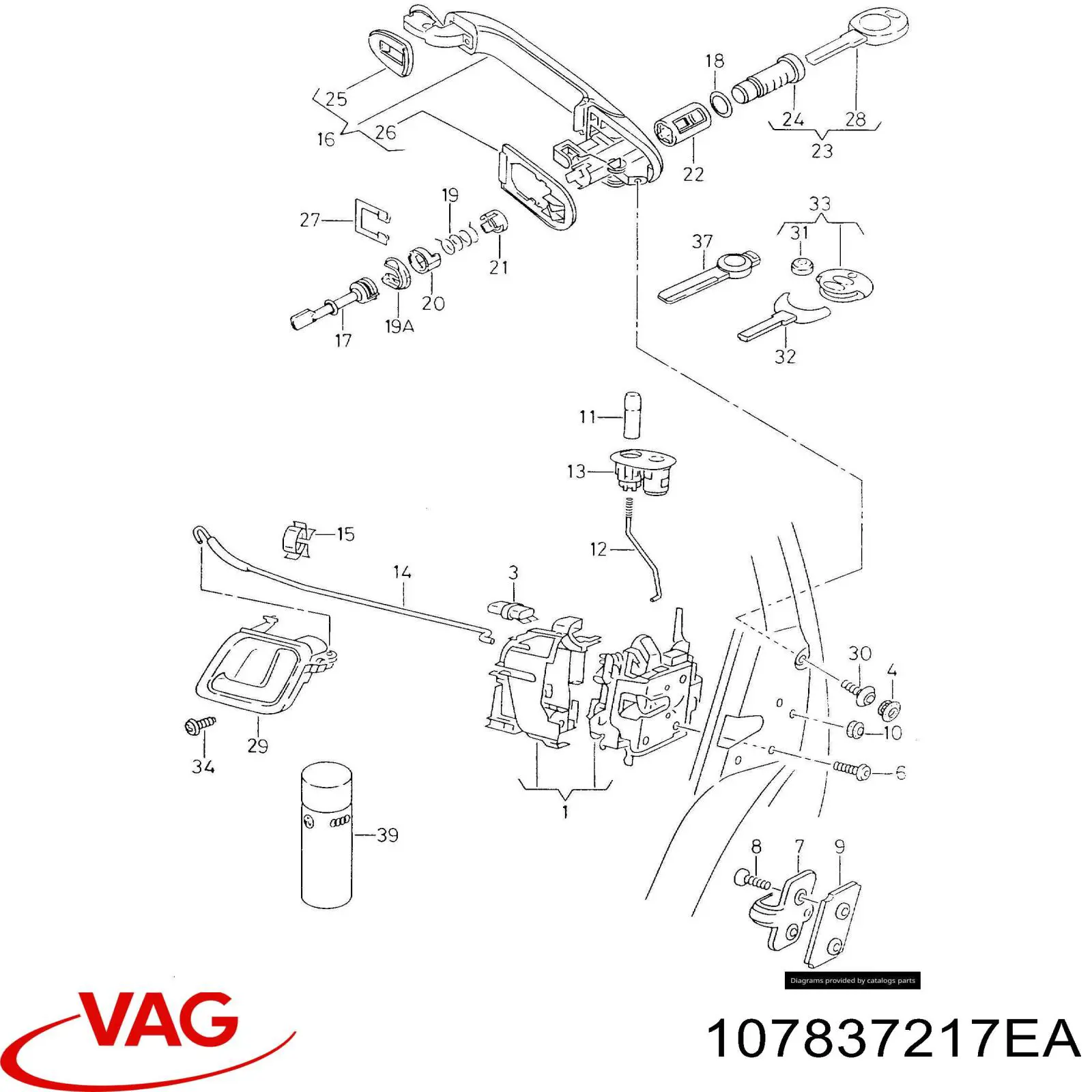 Compre 107837217EA VAG Trinco de fecho da porta dianteira