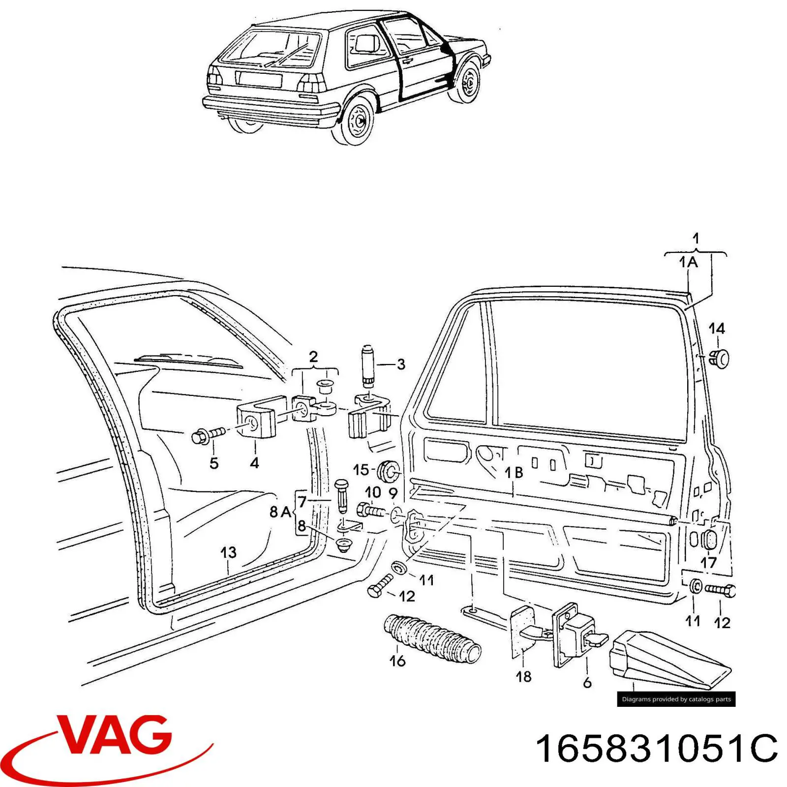 165831051C VAG Porta dianteira esquerda