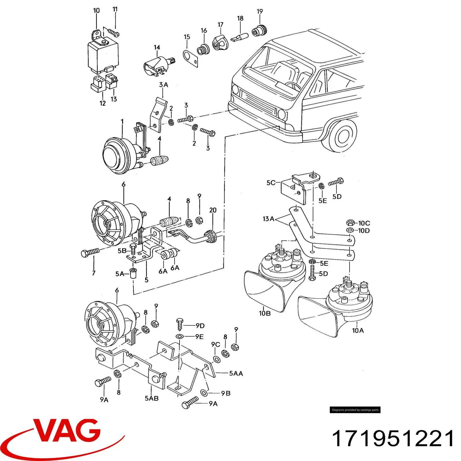 Sinal sonoro (cláxon) VAG 171951221 preço, a partir de 45,79 USD