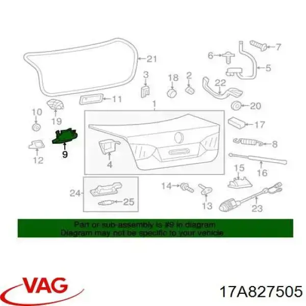 17A827505 VAG Fecho de tampa de porta-malas (de 3ª/5ª porta traseira)