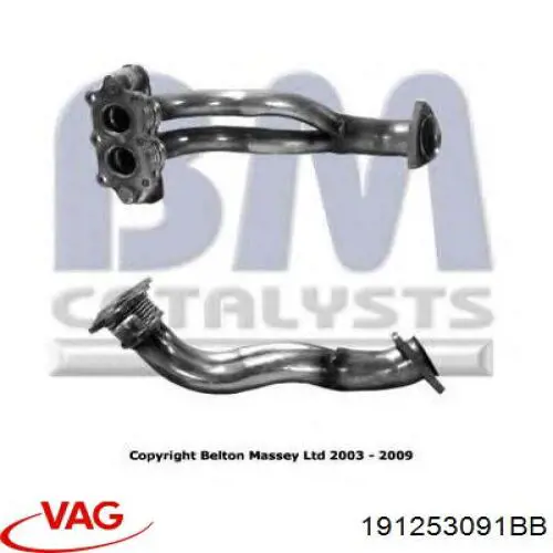 Compre 191253091BB VAG Tubo de admissão dianteiro (calças) do silenciador