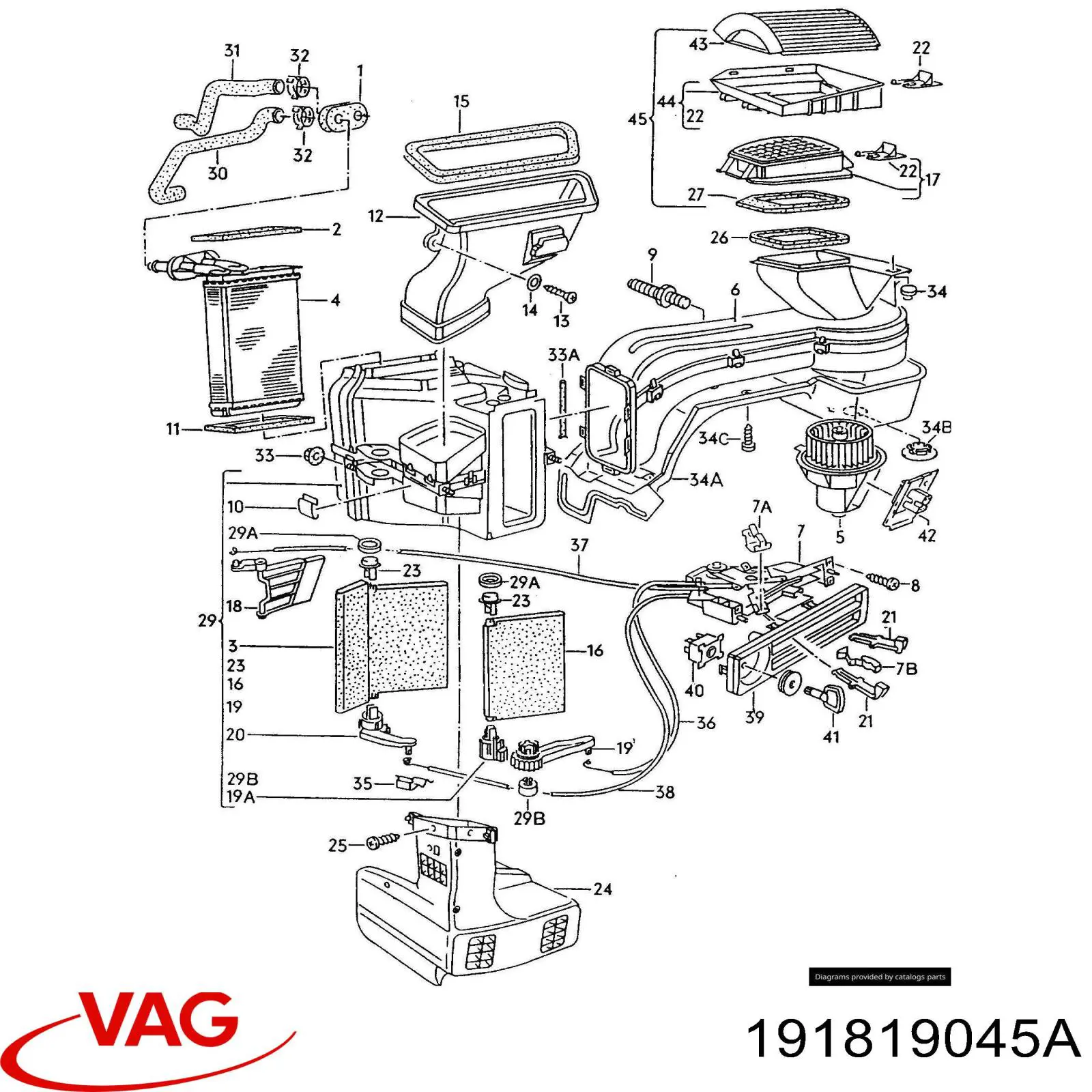 Unidade de controlo dos modos de aquecimento/condicionamento para Volkswagen Jetta II 19E, 1G2, 165, 167