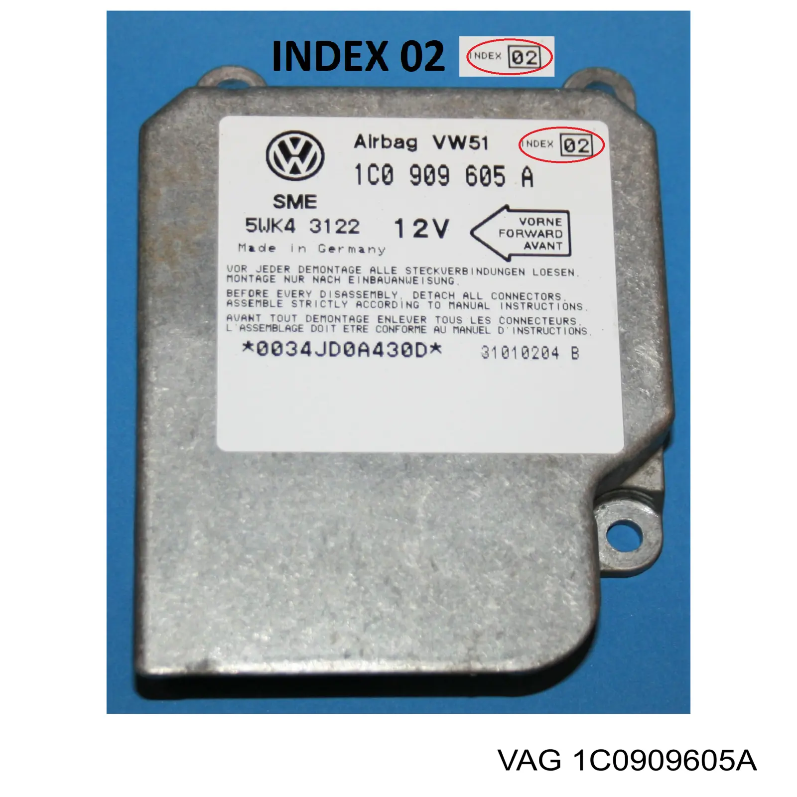 Módulo processador de controlo da bolsa de ar (Centralina eletrônica AIRBAG) VAG 1C0909605A preço, a partir de 40,86 USD