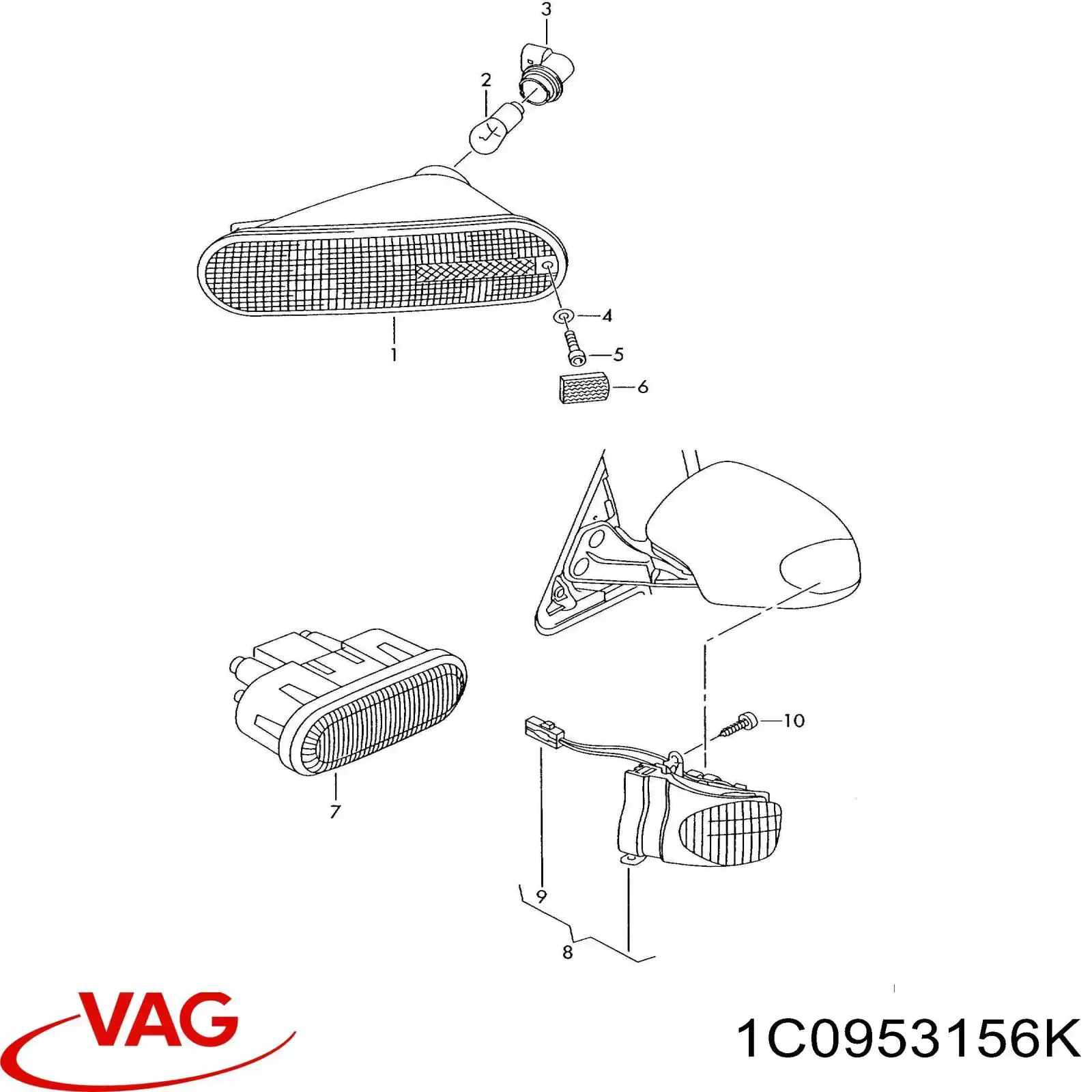 1C0953156D VAG Pisca-pisca direito