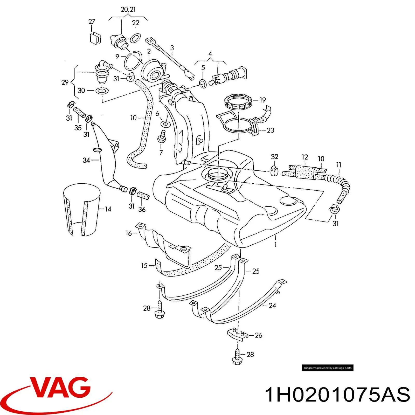 Tanque de combustível Volkswagen Golf III 1H5
