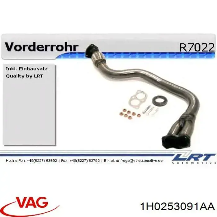 Compre 1H0253091AA VAG Tubo de admissão dianteiro (calças) do silenciador