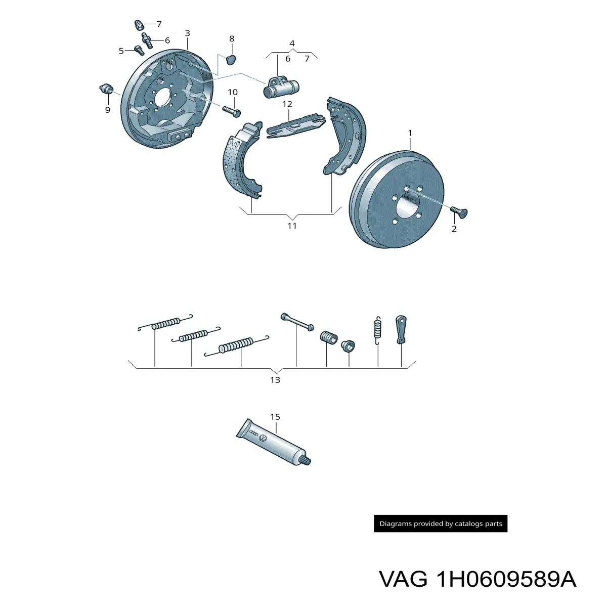 Kit de reparação dos freios traseiros VAG 1J0609589 preço, a partir de 5,16 USD