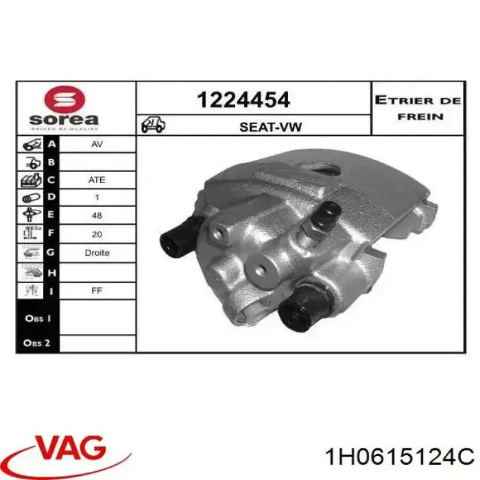Compre 1H0615124C VAG Suporte do freio dianteiro direito