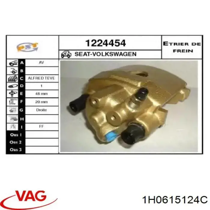 Suporte do freio dianteiro direito VAG 1H0615124C preço, a partir de 54,48 USD