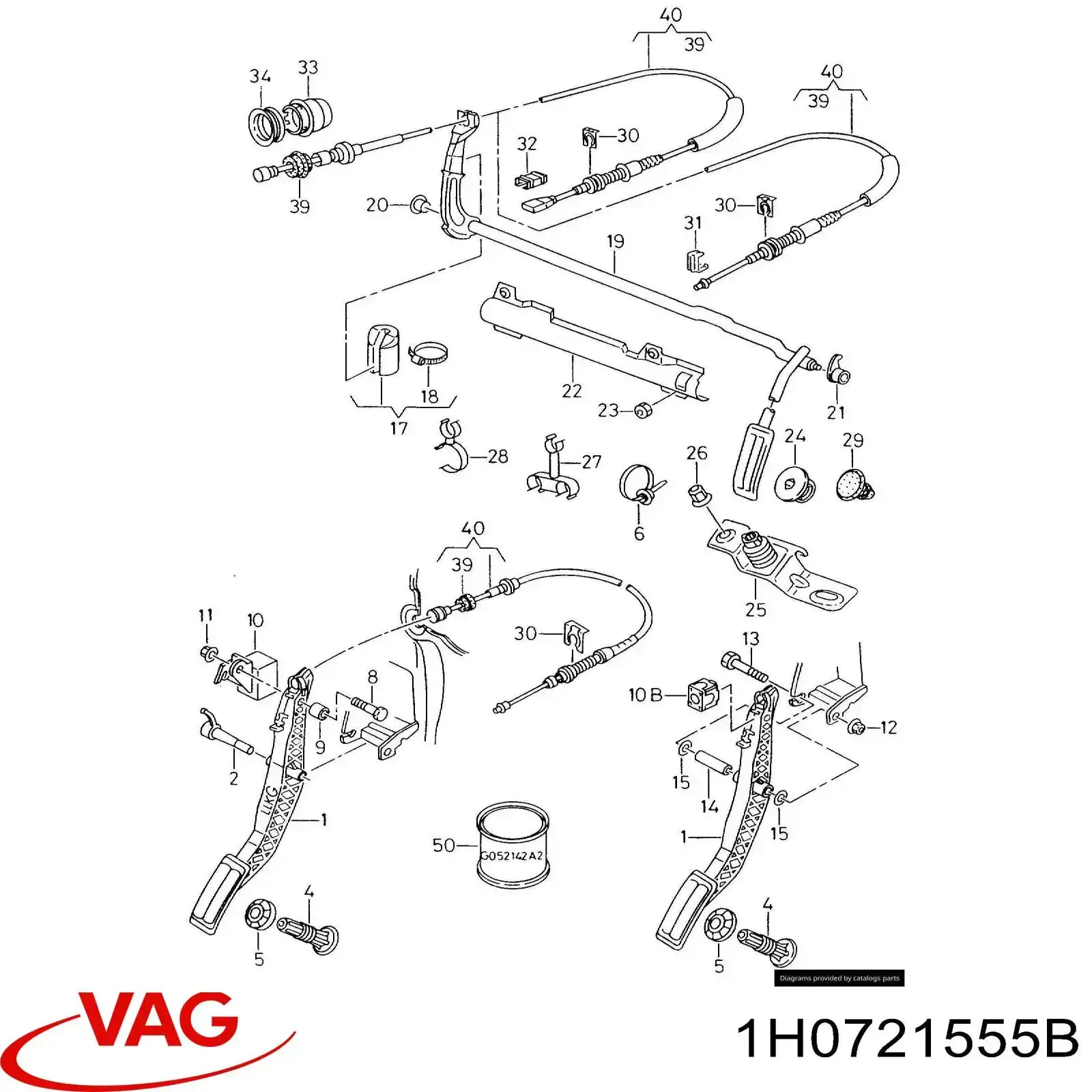 Cabo/pedal de gás (de acelerador) VAG 1H0721555B preço, a partir de 19,58 USD