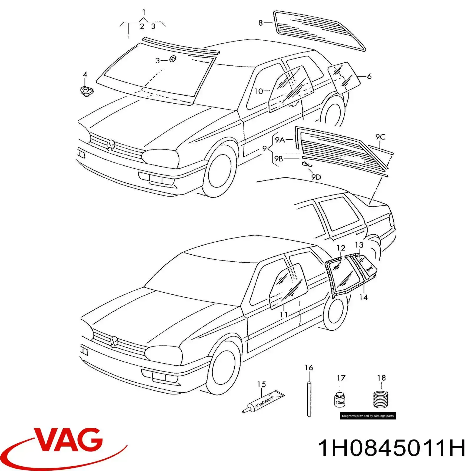 1H0845011H VAG Pára-brisas