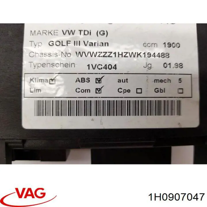 Compre 1H0907047 VAG Unidade de controlo dos modos de aquecimento/condicionamento