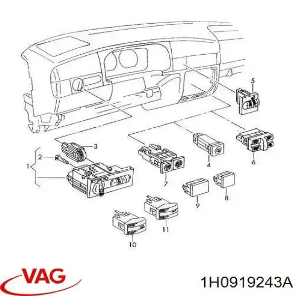 Lâmpada da luz de fundo de reguladores dos modos de aquecimento VAG 1H0919243A preço, a partir de  USD