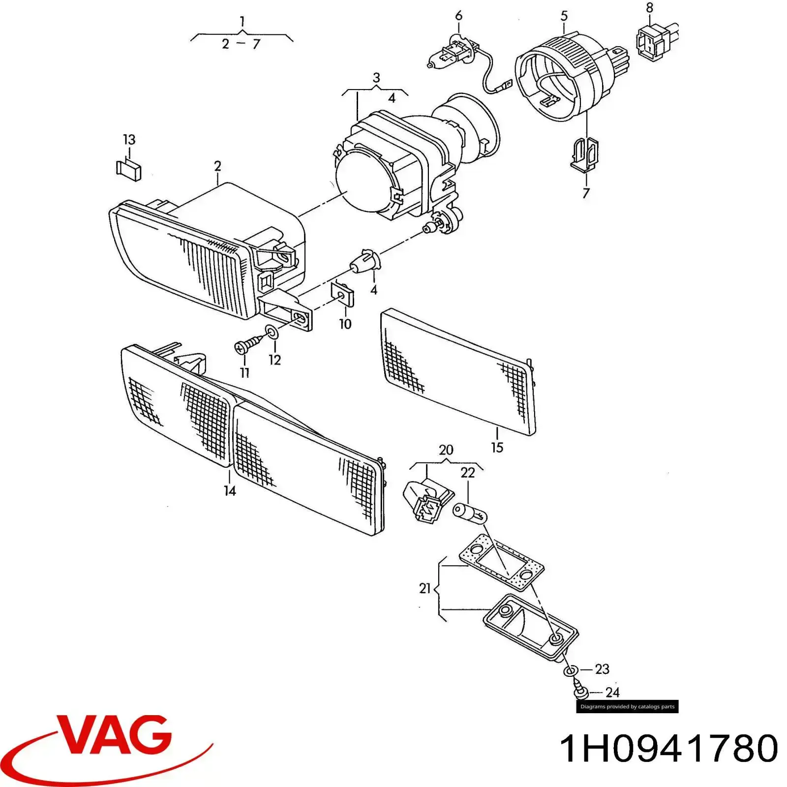 Compre 1H0941780 VAG Tampão dianteiro direito do pára-choque do gancho de reboque