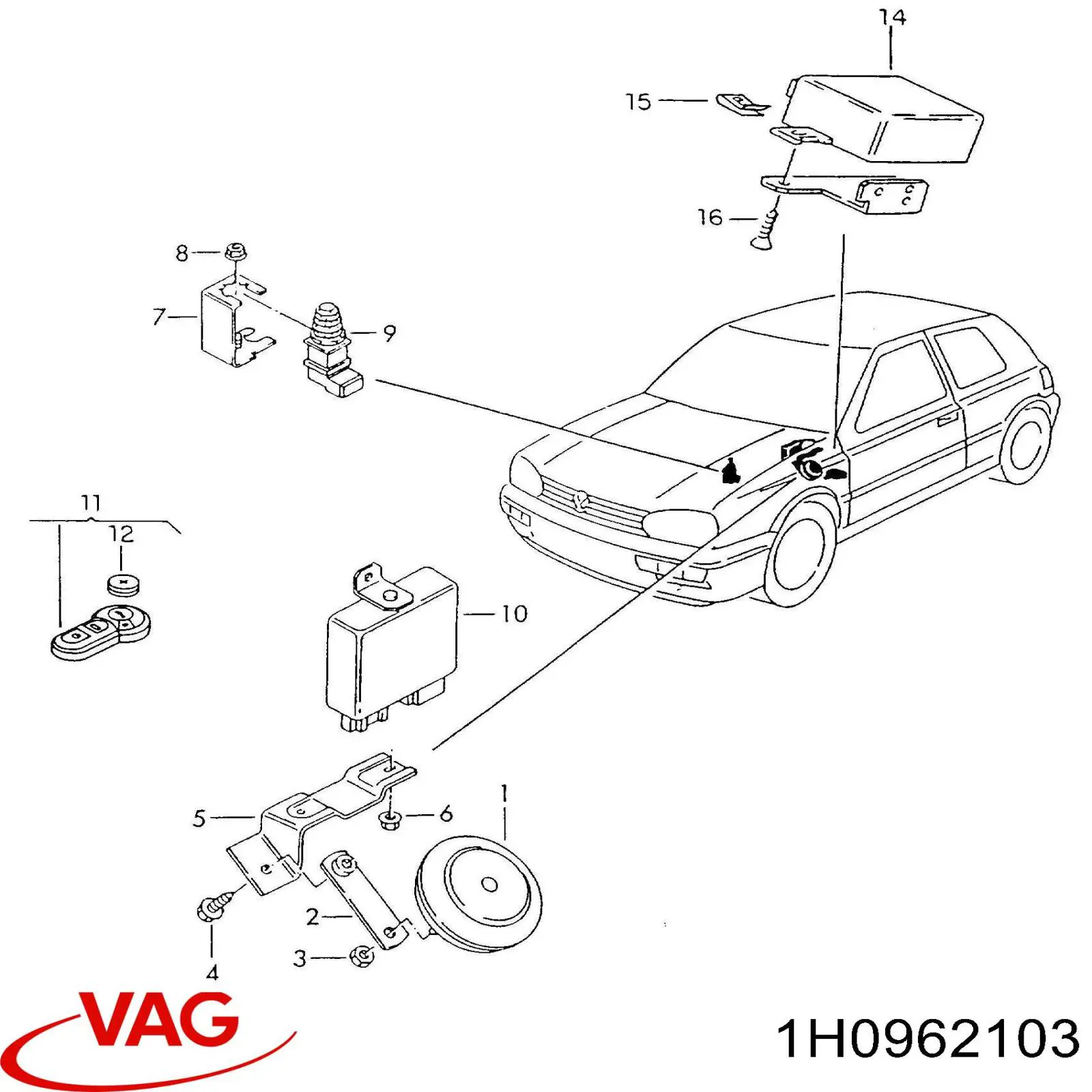  VAG 1H0962103 preço, a partir de 14,38 USD