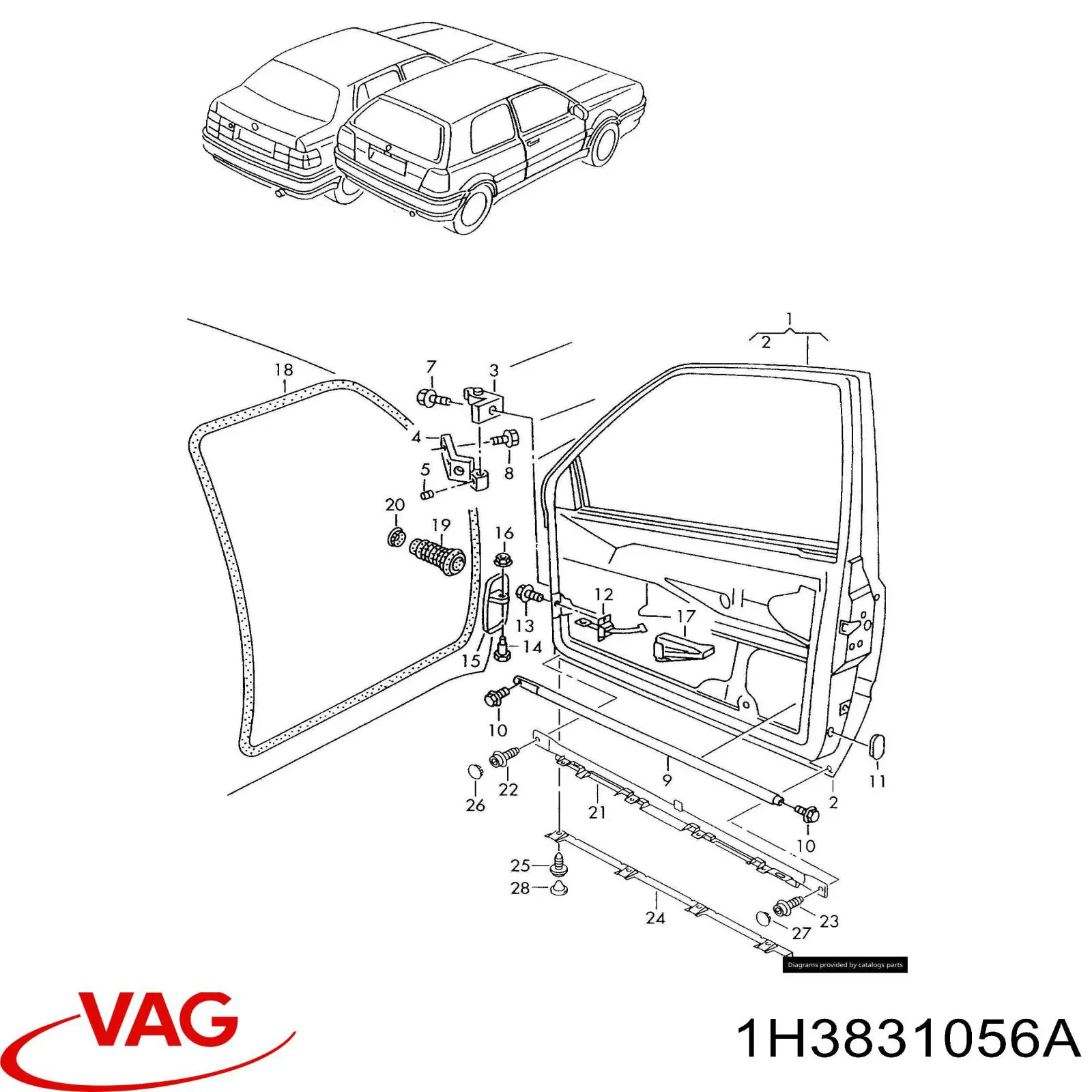 1H3831056A VAG Porta dianteira direita