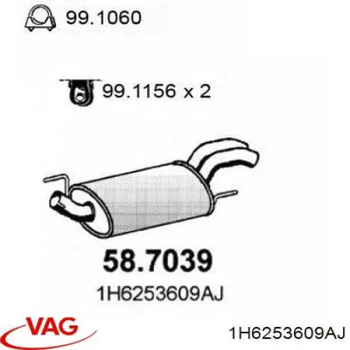 Compre 1H6253609AJ VAG Silenciador, parte traseira