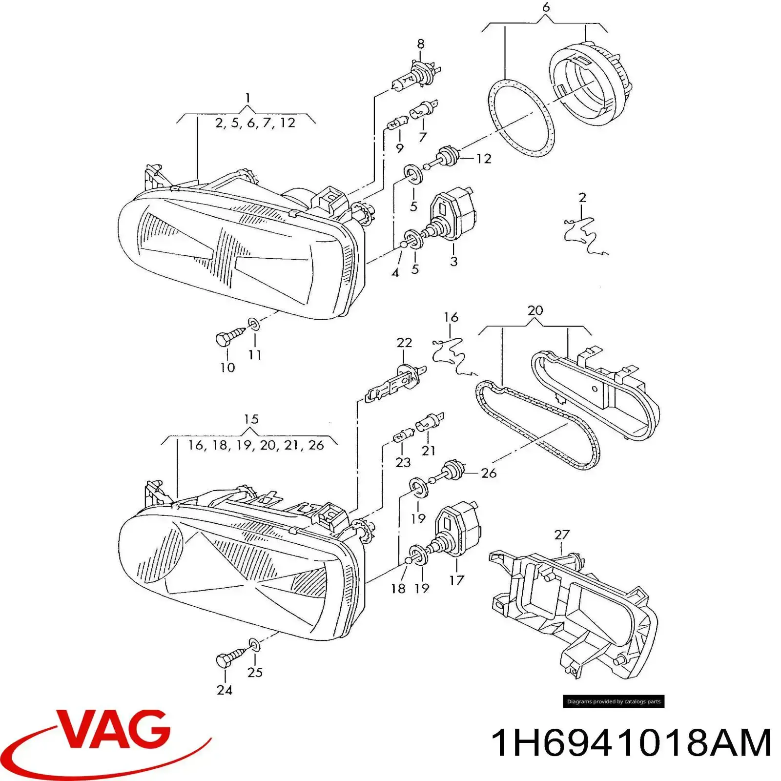 1H6941018AM VAG Luz direita