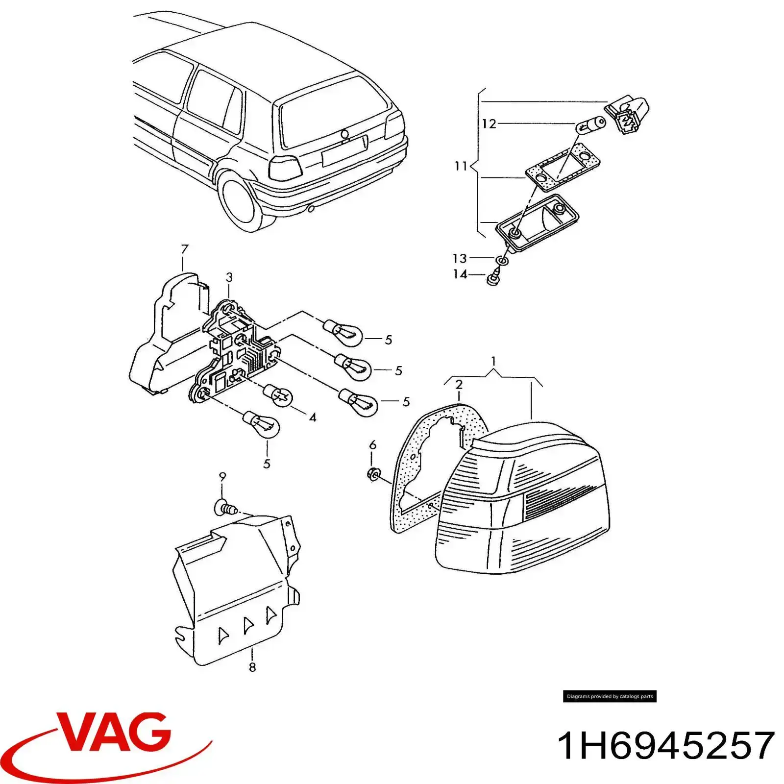 Circuito de contato da luz traseira VAG 1H6945257 preço, a partir de 44,34 USD