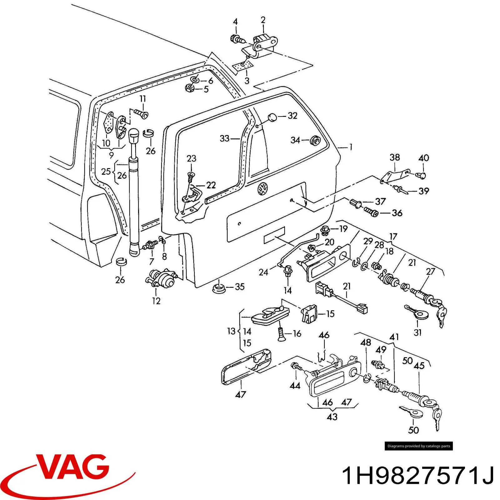 1H9827571J01C VAG Fecho de tampa de porta-malas (de 3ª/5ª porta traseira)