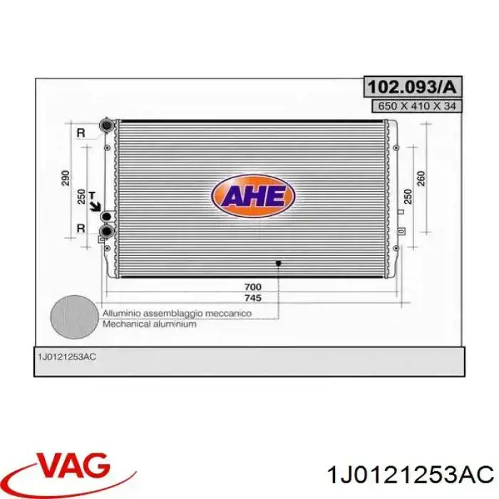 Radiador de esfriamento de motor VAG 1J0121253AC preço, a partir de 82,58 USD
