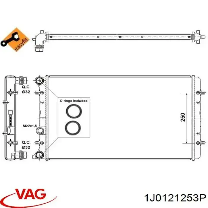 Compre 1J0121253P VAG Radiador de esfriamento de motor
