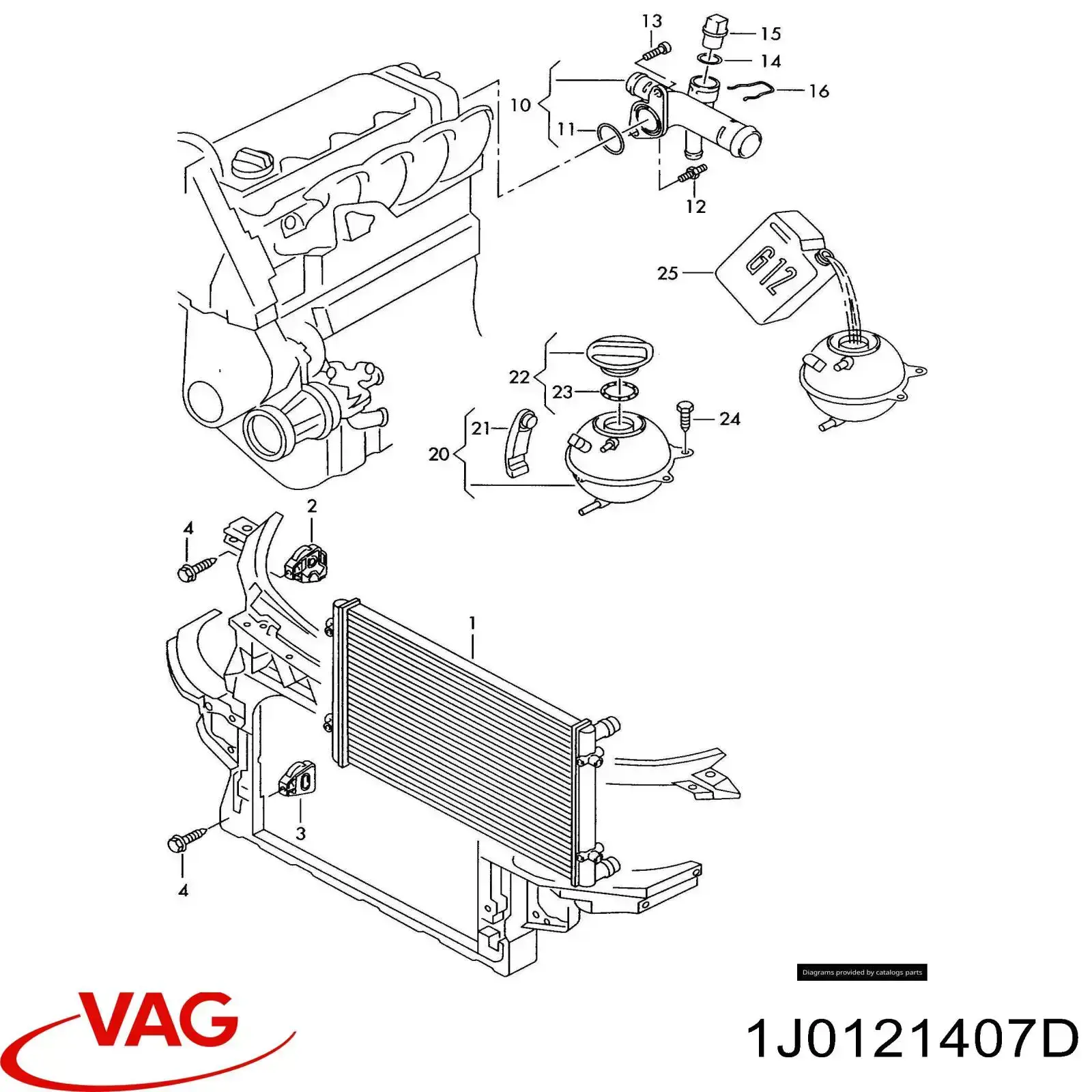 Tanque de expansão do sistema de esfriamento VAG 1J0121407D preço, a partir de 42,56 USD