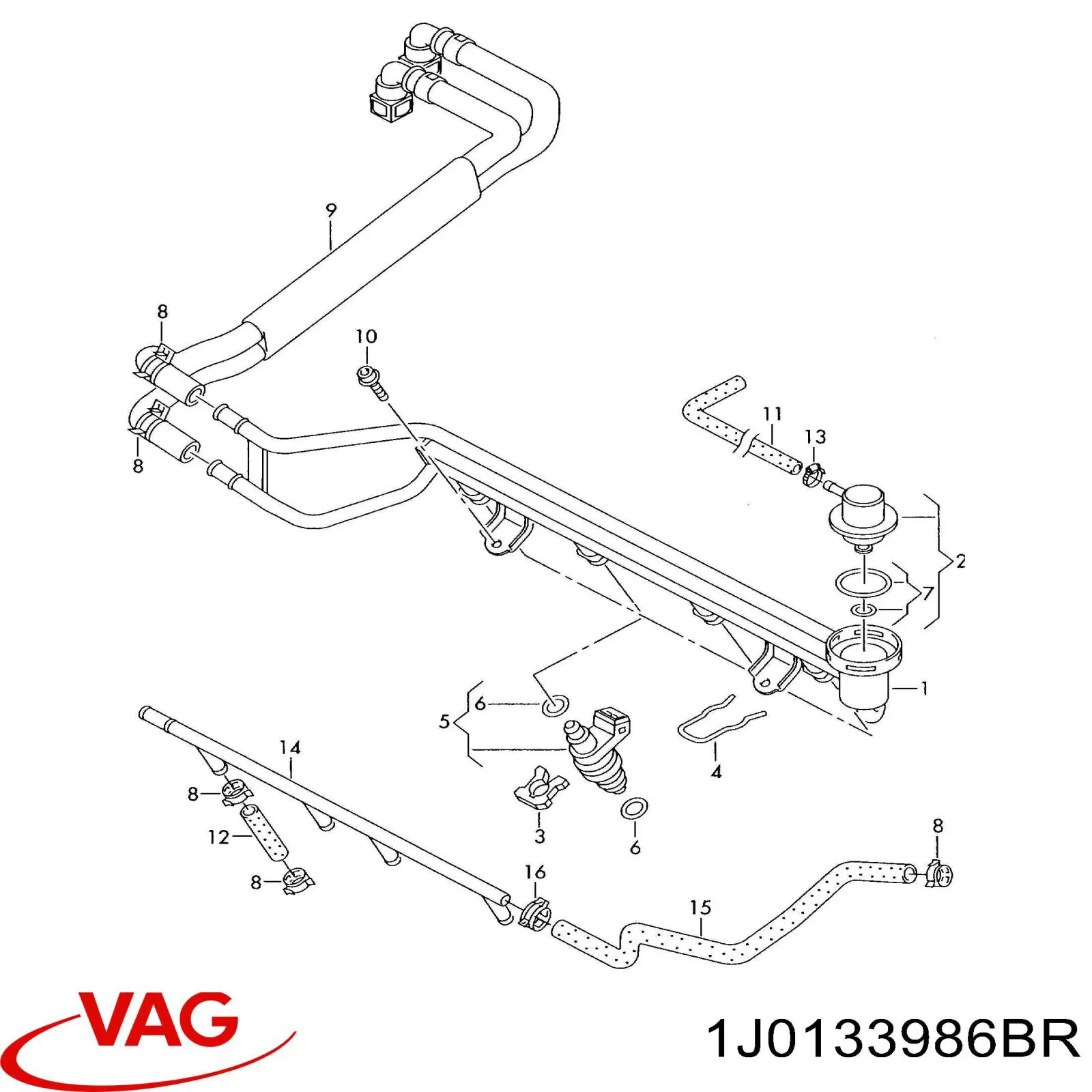 Tubo de combustível, kit VAG 1J0133986A preço, a partir de 251,19 USD