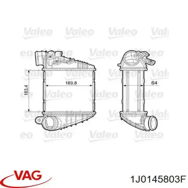 1J0145803F VAG Radiador de intercooler