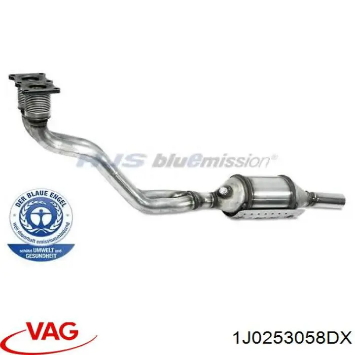 1J0253058DX VAG Tubo de admissão dianteiro (calças) do silenciador