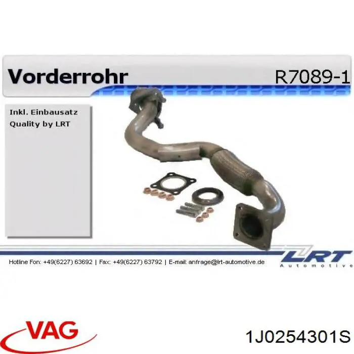 Tubo de admissão dianteiro (calças) do silenciador VAG 1J0254301S preço, a partir de 54,27 USD