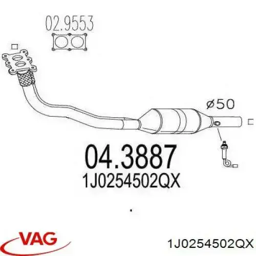 Convertidor - catalisador VAG 1J0254502QX preço, a partir de 439,66 USD