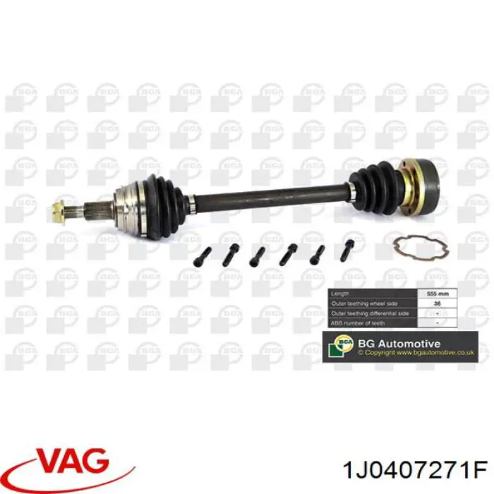 Semieixo (acionador) dianteiro esquerdo VAG 1J0407271F preço, a partir de 61,75 USD