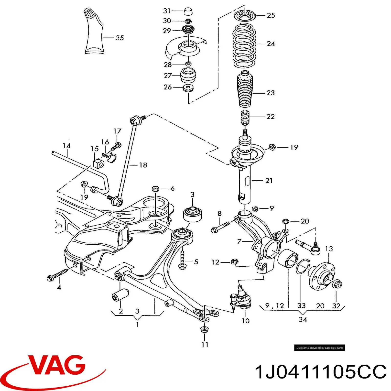 Compre 1J0411105CC VAG Mola dianteira