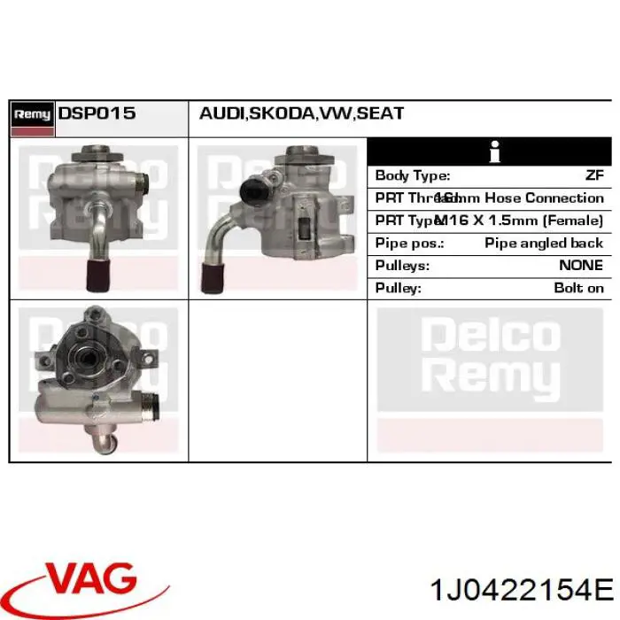 Compre 1J0422154E VAG Bomba da Direção hidrâulica assistida