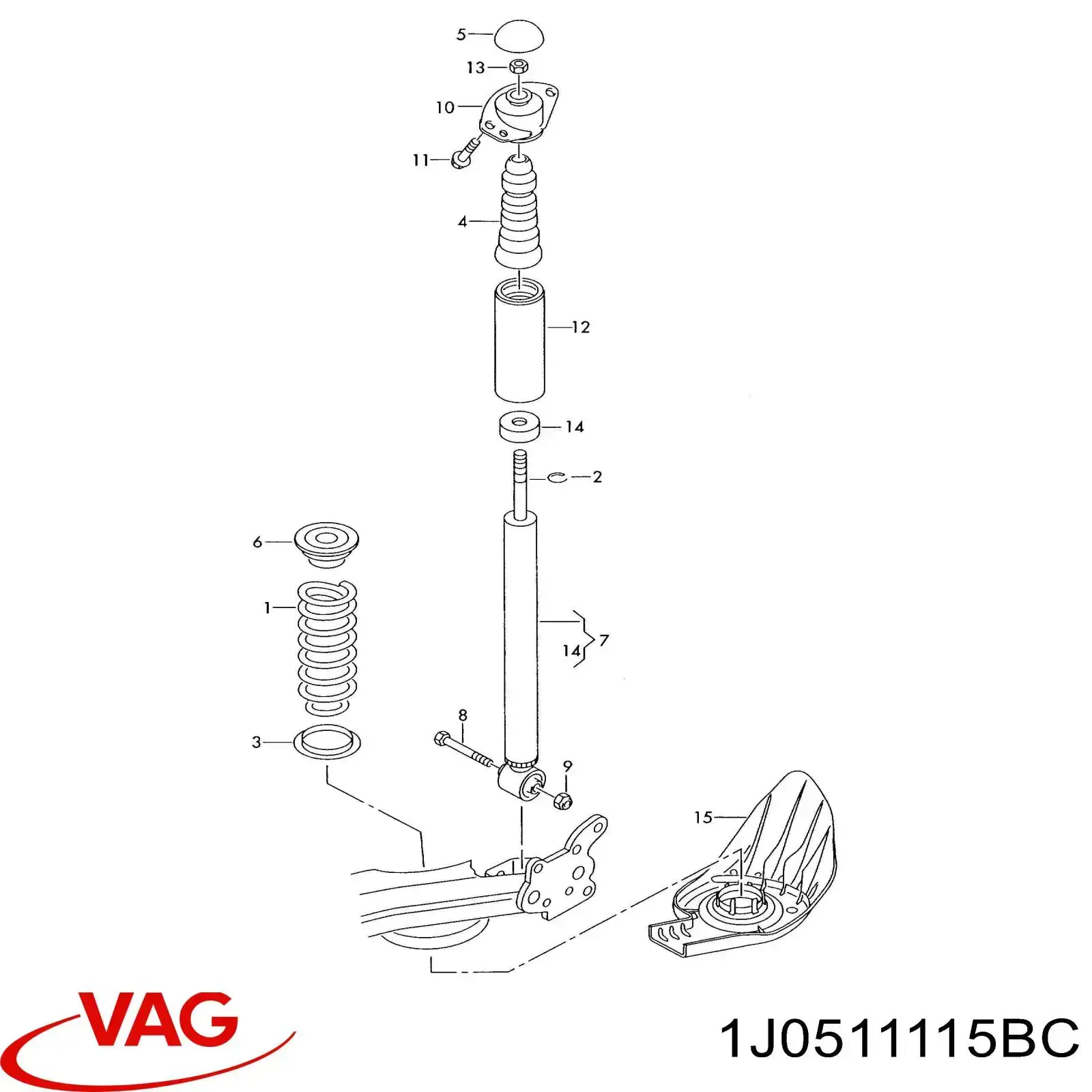 1J0511115BC VAG Mola traseira