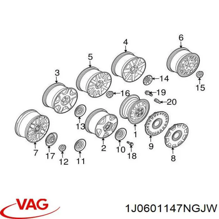 Coberta de disco de roda VAG 1J0601147NGJW preço, a partir de 84,23 USD