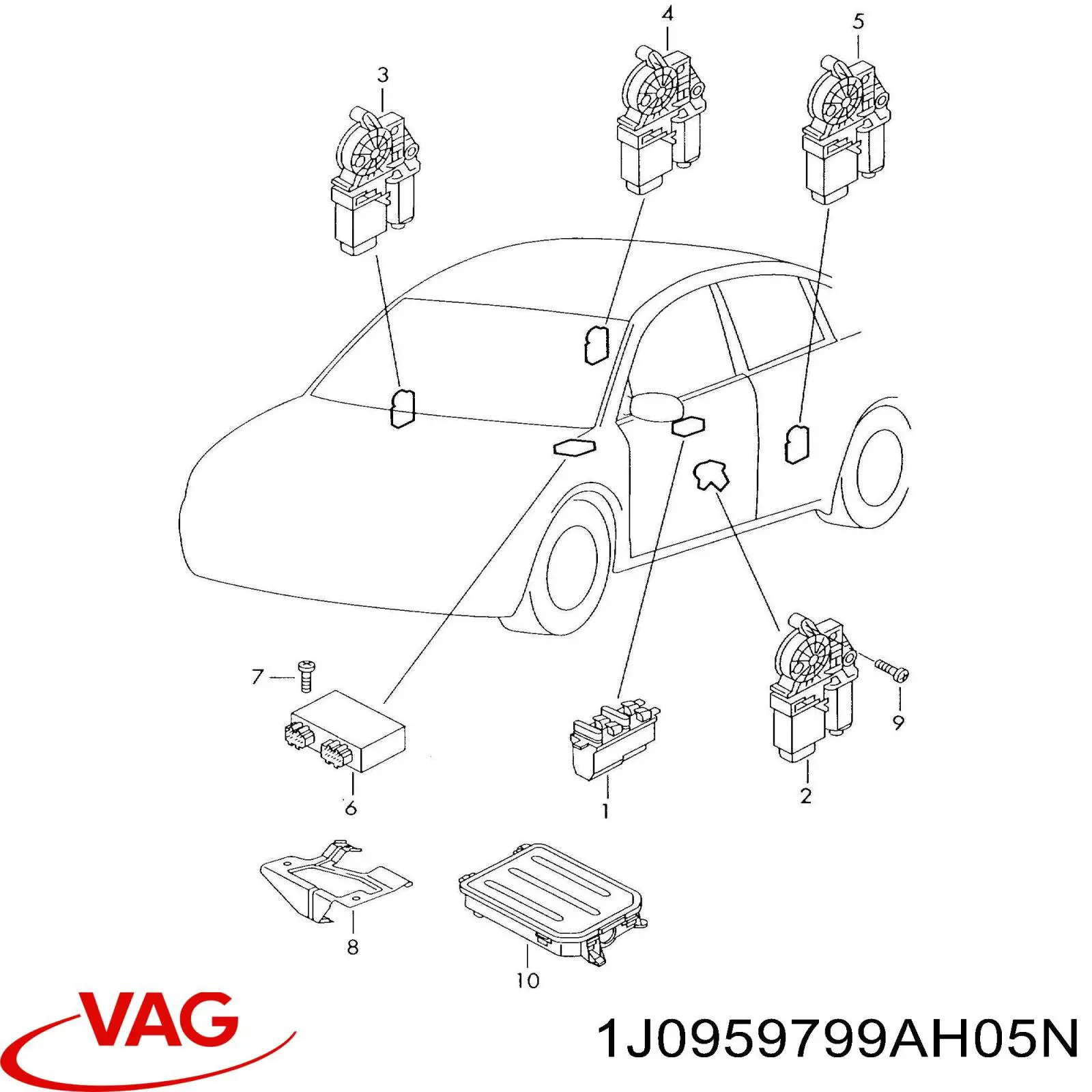 Unidade de controlo do fecho central VAG 1J0959799AH05N preço, a partir de 577,13 USD