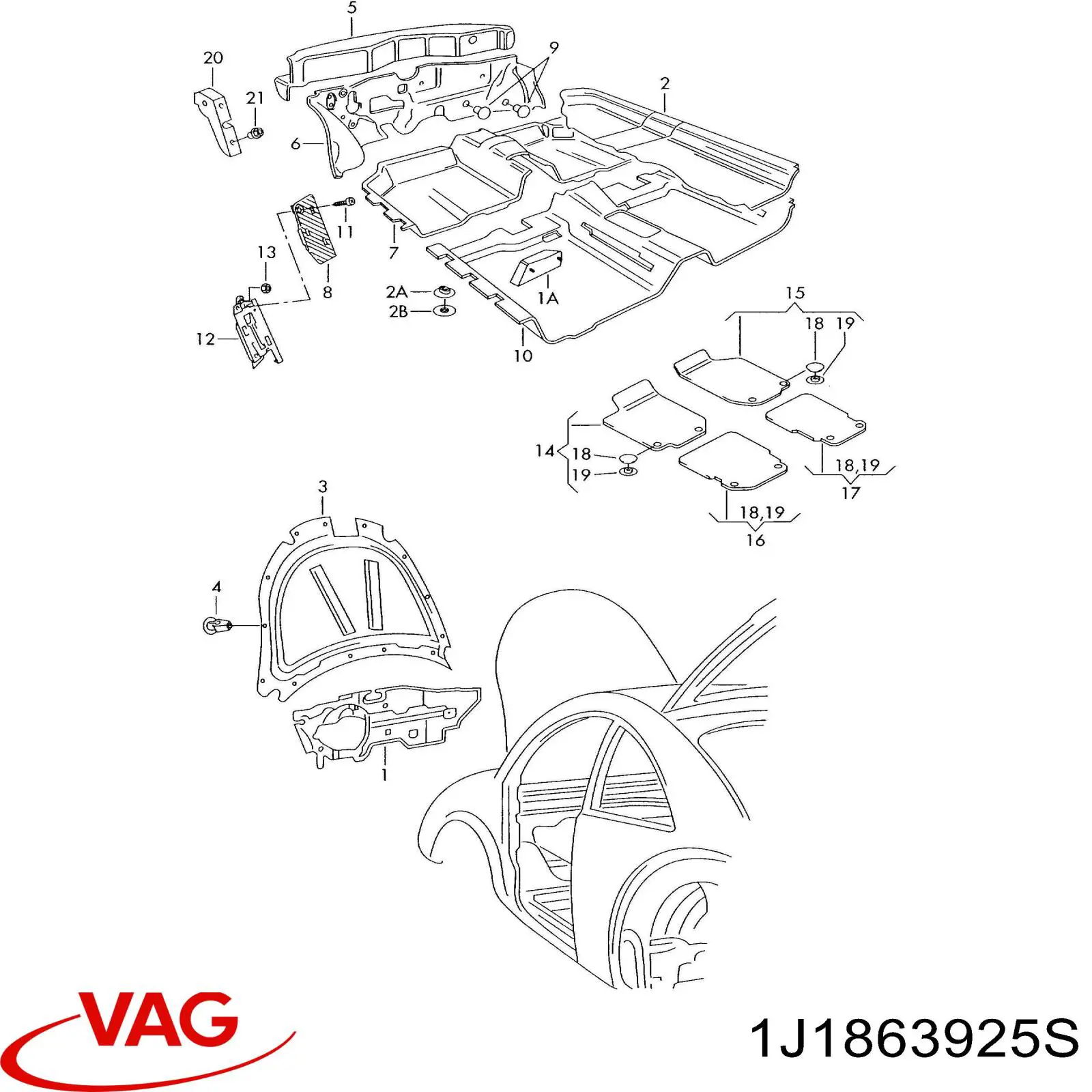 Isolamento contra o ruído do painel de motores VAG 1J1863925S preço, a partir de 33,52 USD