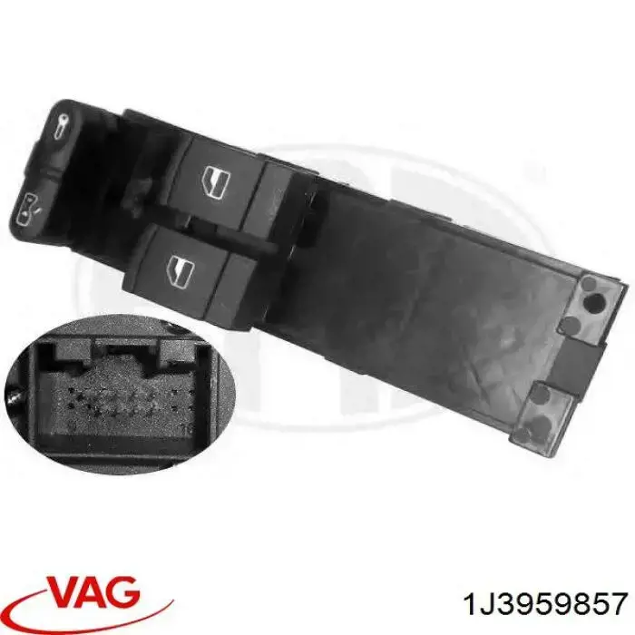 1J3959857 VAG Unidade de botões dianteira esquerda de controlo de elevador de vidro