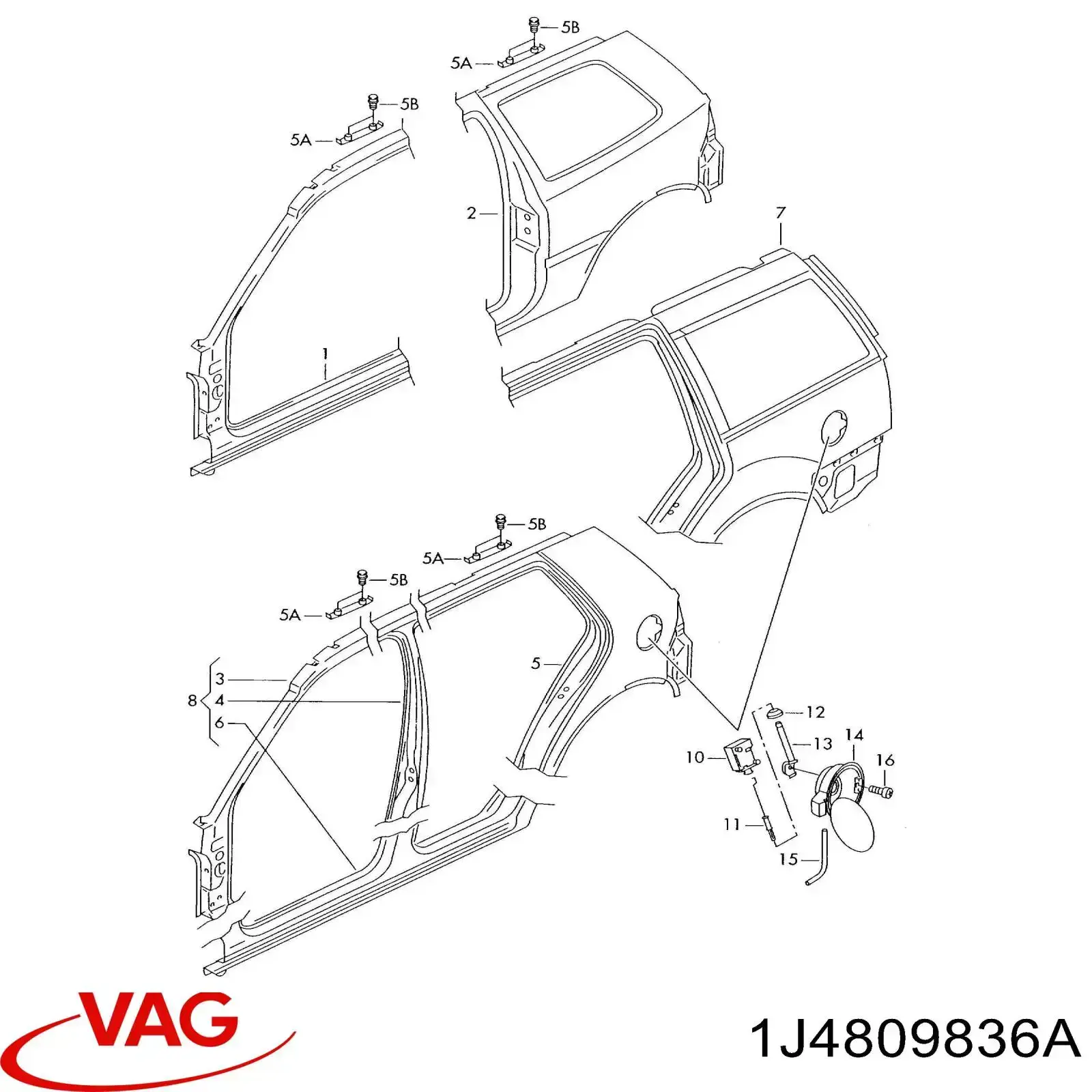 1J4809836A VAG Vão da porta direita dianteira