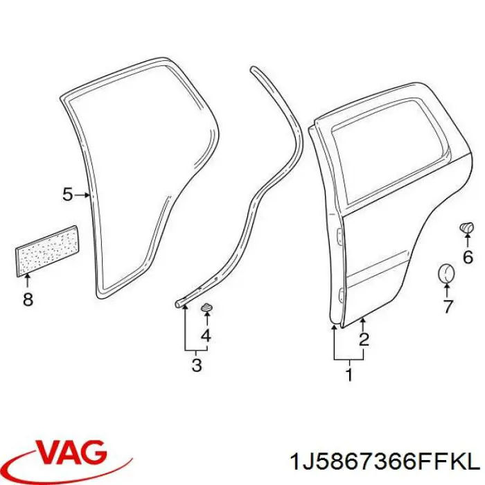 Compactador da porta dianteira direita (na carroçaria) VAG 1J5867366FFKL preço, a partir de 180,75 USD